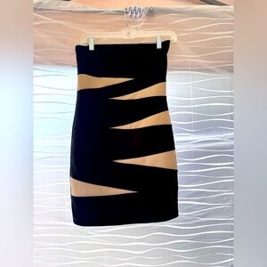 Elegant Black and Tan Women's Short Dress. Sz. M